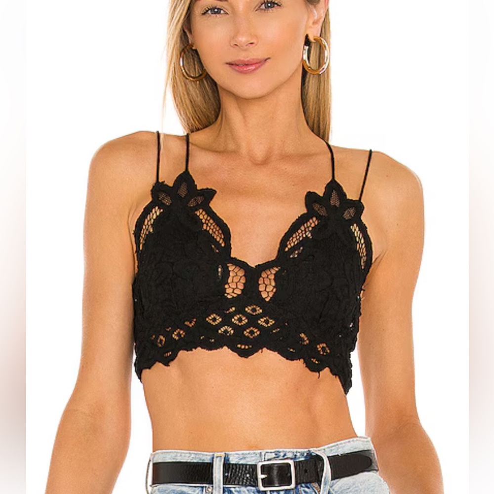 Free People Black Crochet Lace Bralette